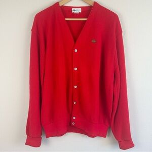 Vintage 80’s Lacoste Men’s Cardigan Sweater The Lacoste Club Size XL